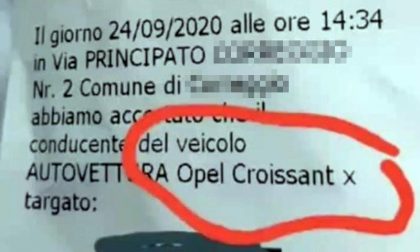 Lo svarione sul verbale diventa virale: multata Opel “Croissant”