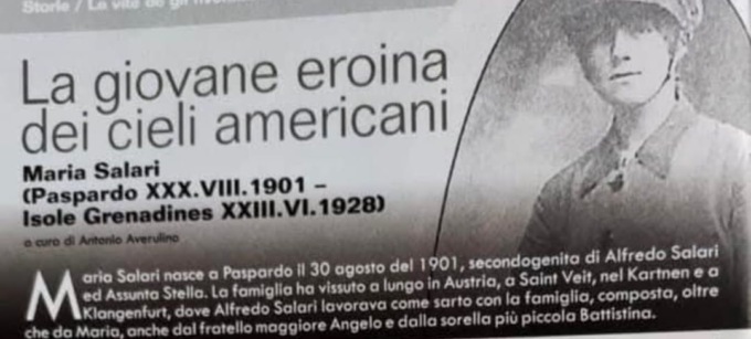 Maria Salari, nata a Paspardo nel 1901, emigrata negli Stati Uniti, la prima donna a prendere il brevetto di pilotaggio nella East Coast