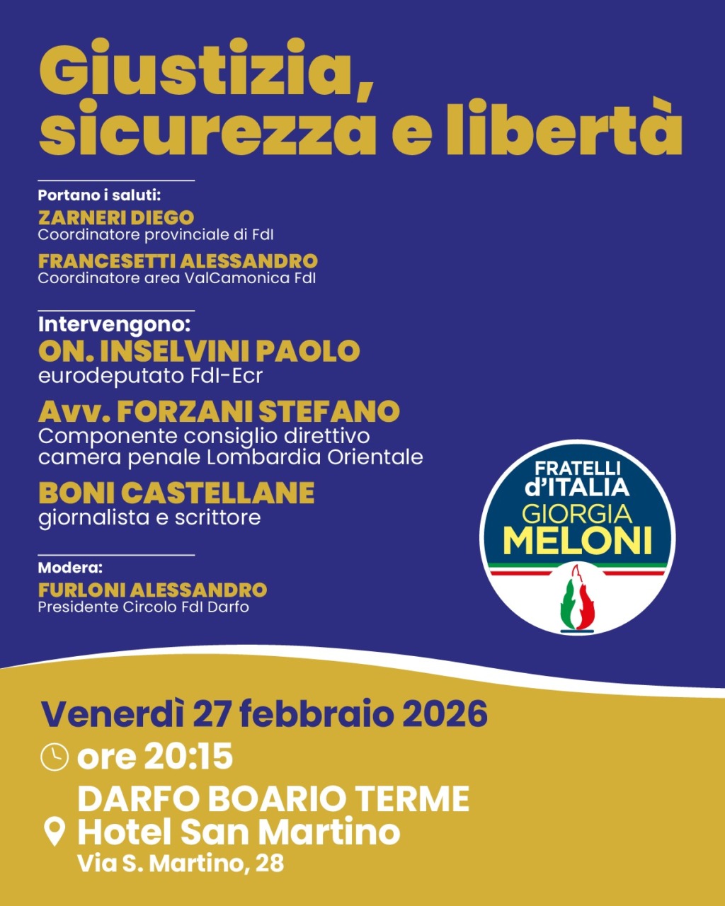 Referendum, a Darfo l’incontro pubblico “Giustizia, sicurezza e libertà”